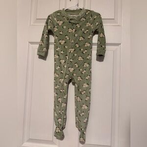 Charming Floral Kids Footie in Green